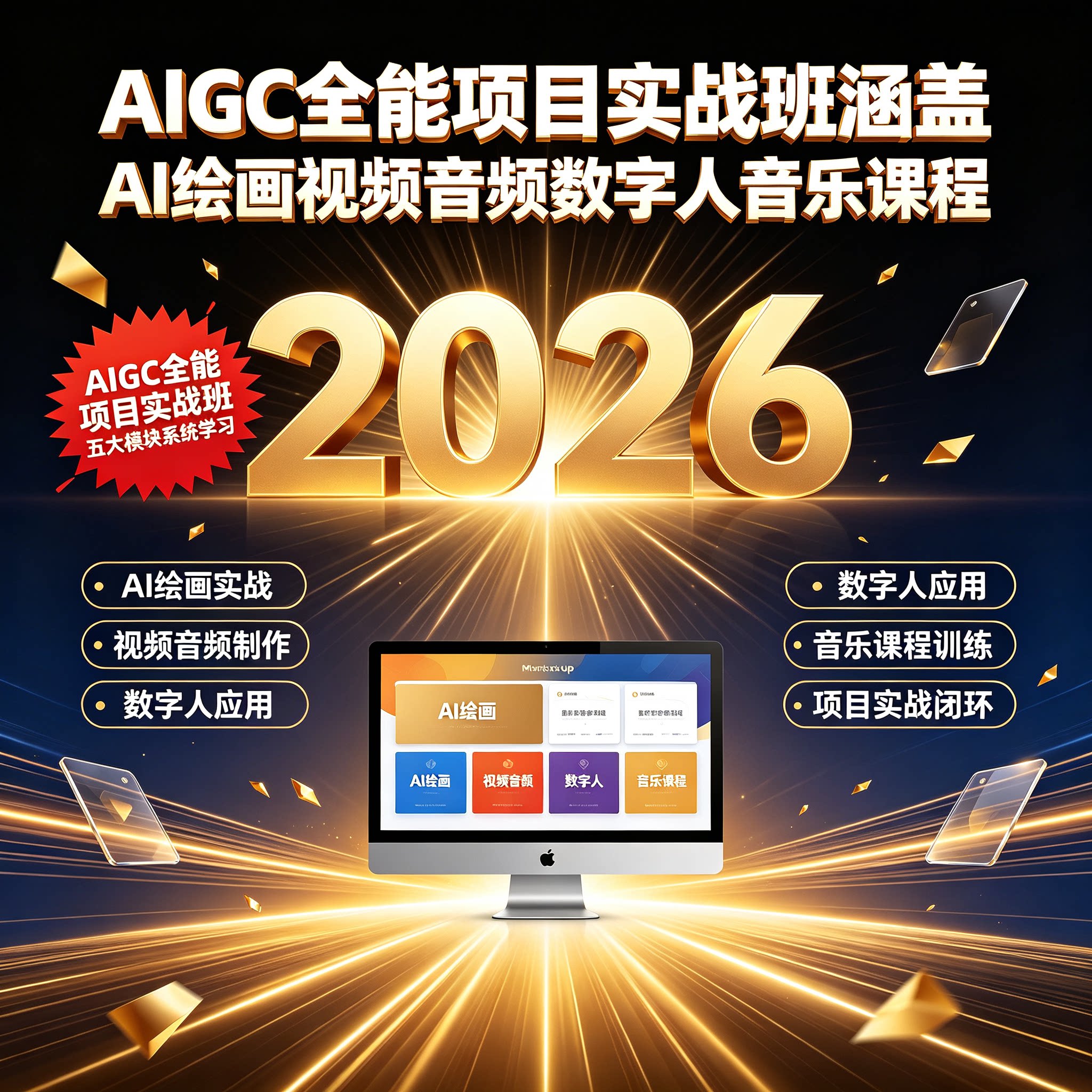 AIGC全能项目实战班涵盖AI绘画视频音频数字人音乐课程图片