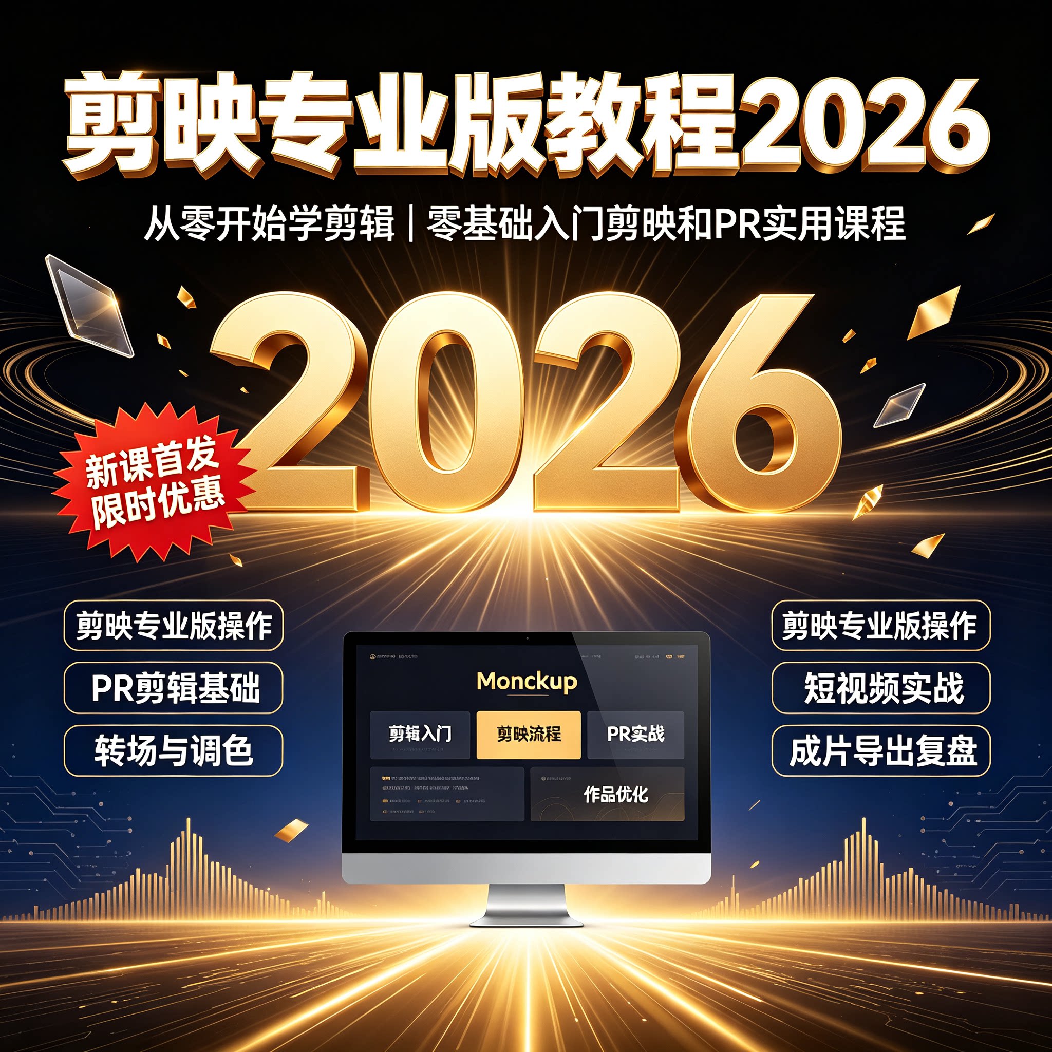 剪映专业版教程2026从零开始学剪辑零基础入门剪映和PR实用课程