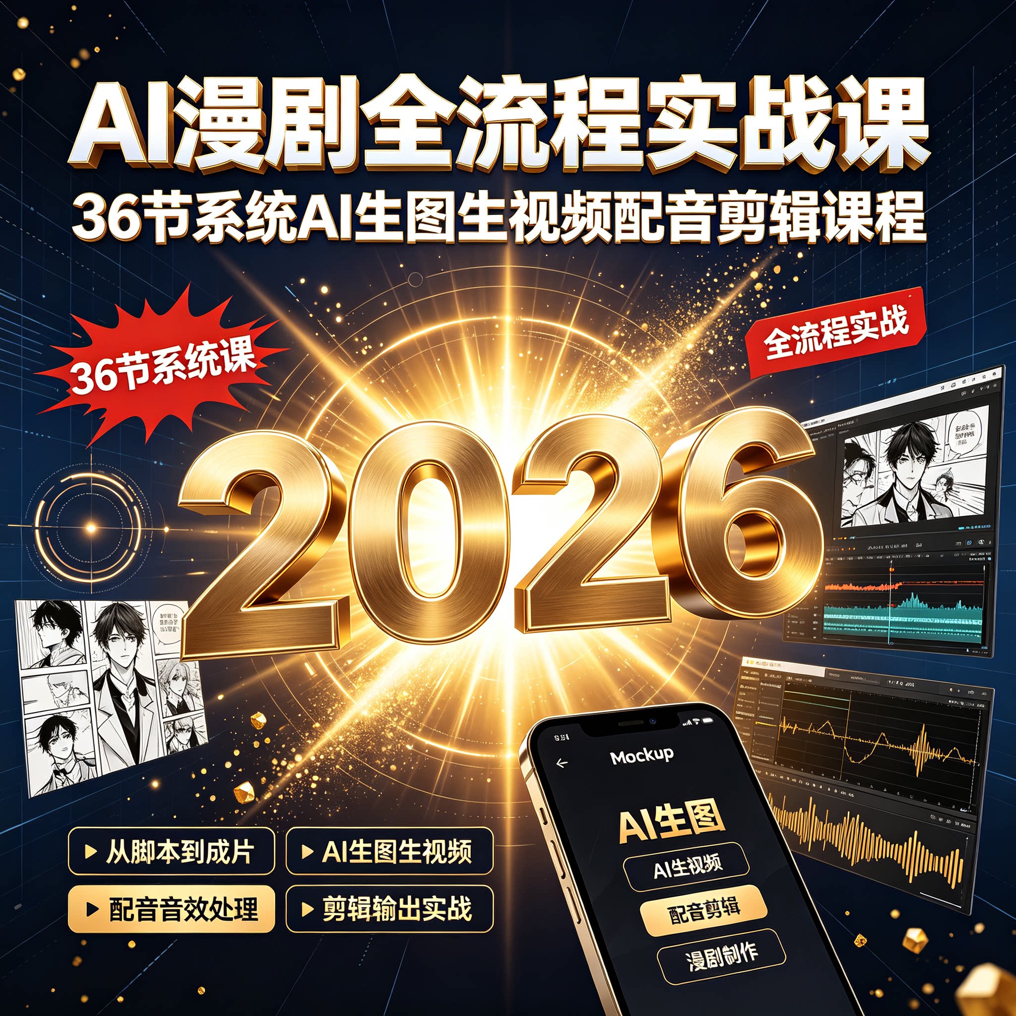 AI漫剧全流程实战课36节系统AI生图生视频配音剪辑课程