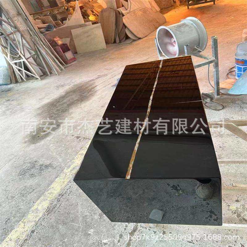 黑色天然大理石劳伦黑金奢石餐桌金色石材洗手台面板窗台石电视柜