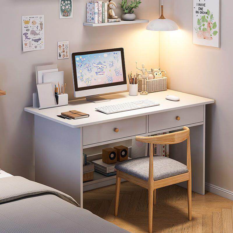 书桌家用台式小型电脑桌卧室床边桌学生写字桌出租屋带抽屉学习桌