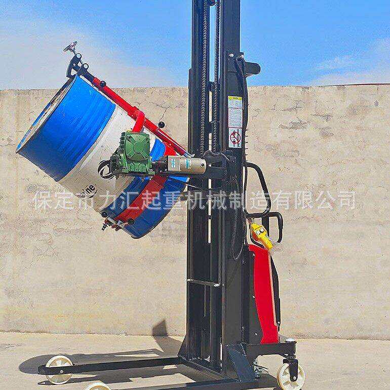 半电动圆桶车电动升降电动翻转油桶车倒料车铁桶塑料桶双用搬运车
