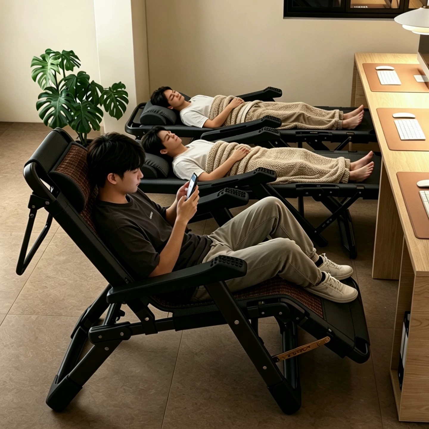 折叠躺椅坐睡两用午休凉椅夏季午睡办公室休闲靠背陪护椅子免安装
