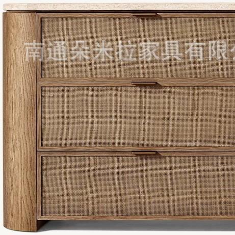 RH美式实木高端豪华别墅房卧室抽屉斗柜桌面大理石设计