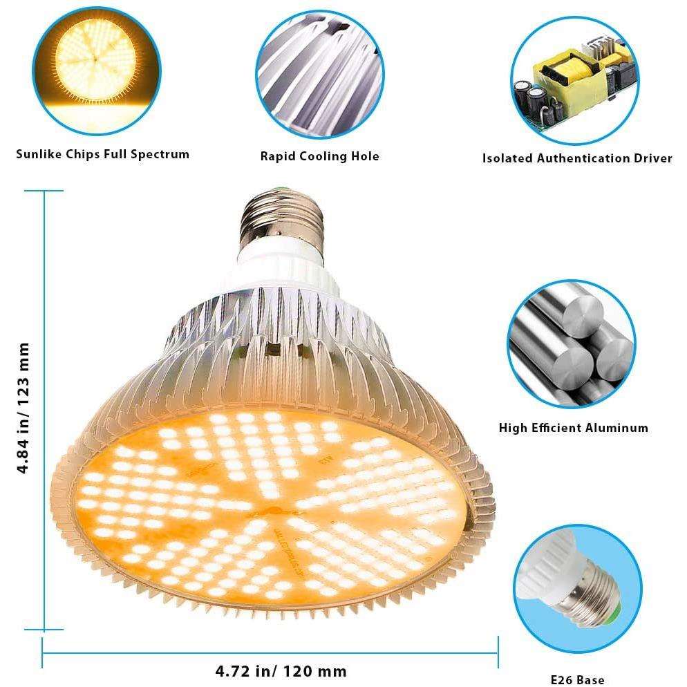 100W LED 生长灯泡 纯暖全光谱生长灯 150LED 160度植物生长灯