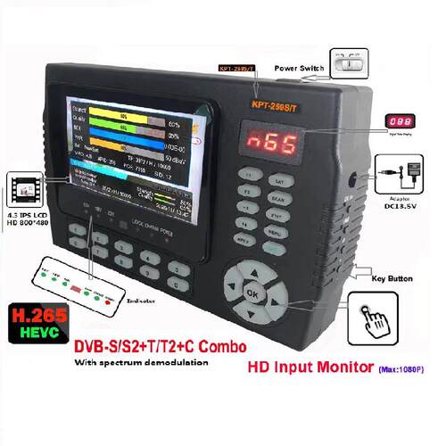 出口版4.3寸Combo(S2+T2+C)频谱分析寻星仪HD显示器监视器259ST