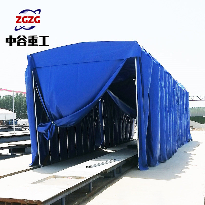 可移动伸缩蓬遮阳棚桥梁蒸汽养护提供温度保障仓储物流雨棚