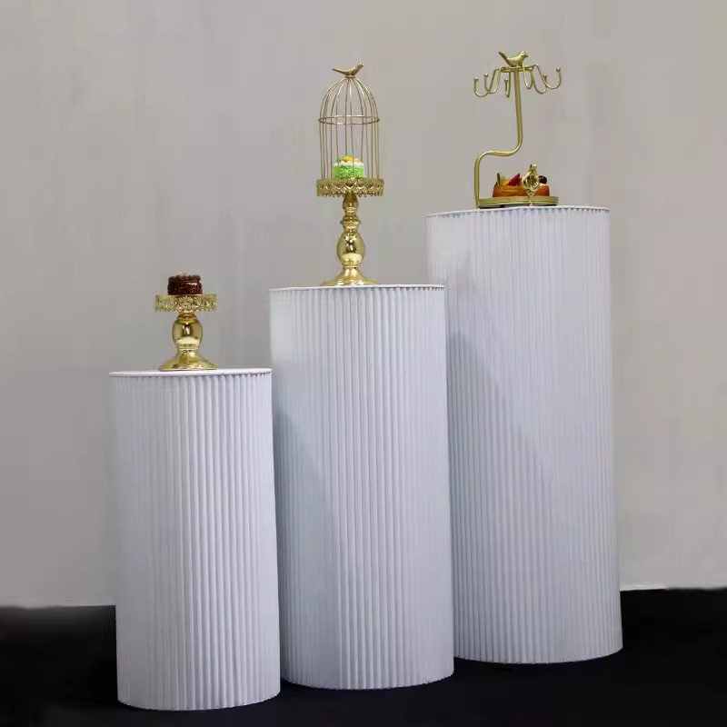 商场橱窗褶皱展示台服装店铺产品陈列架甜品台落地白色展览台摆件