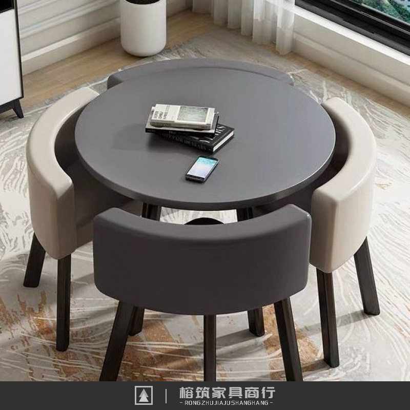 简约办公谈判洽谈桌椅组合创意会客奶茶店铺休闲接待小圆桌子餐桌