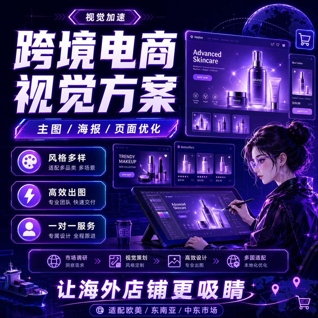 电商美工包月 淘宝美工主图详情AI绘画
