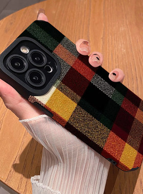 油画彩色格子拼接 适用苹果华为iPhone17ProMax手机壳16Pro 15Plus硅胶14防摔13全包12情侣11新款Pura80男女