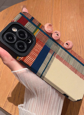 彩色油画线条拼接 适用苹果华为iPhone17ProMax手机壳16Pro 15Plus硅胶14防摔13全包12情侣11新款Pura80男女