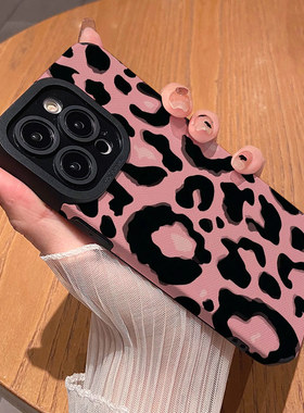 创意粉底黑色豹纹 适用苹果华为iPhone17ProMax手机壳16Pro 15Plus硅胶14防摔13全包12情侣11新款Pura80男女