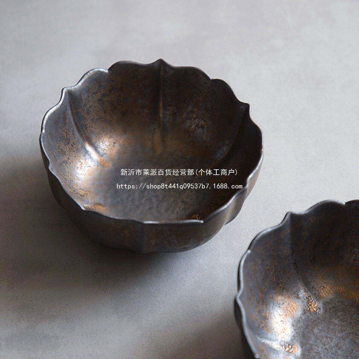 黑色粗陶手工花边中式面碗创意牛肉面碗大小号套碗家用大碗碗小号