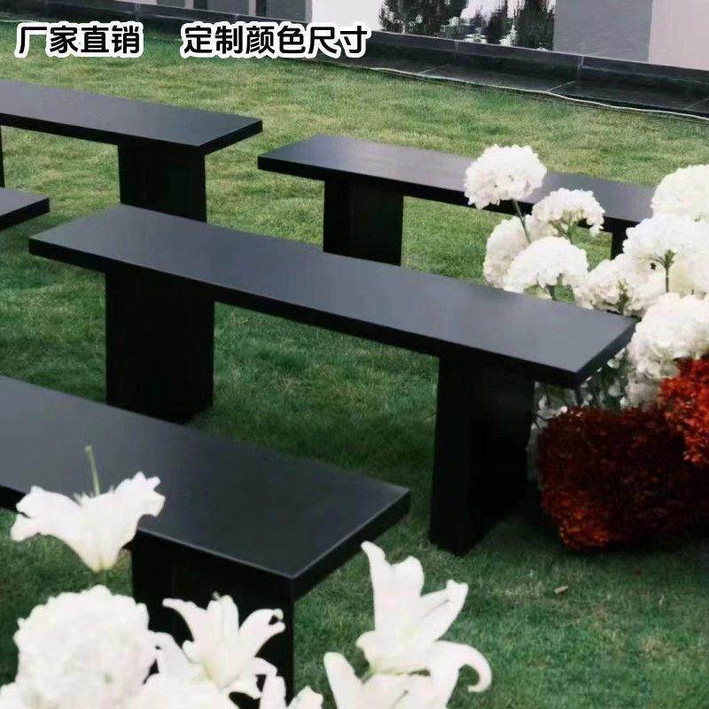 婚礼长凳实木长凳婚庆椅子实木北欧长凳凳子条凳长板凳黑色经典款