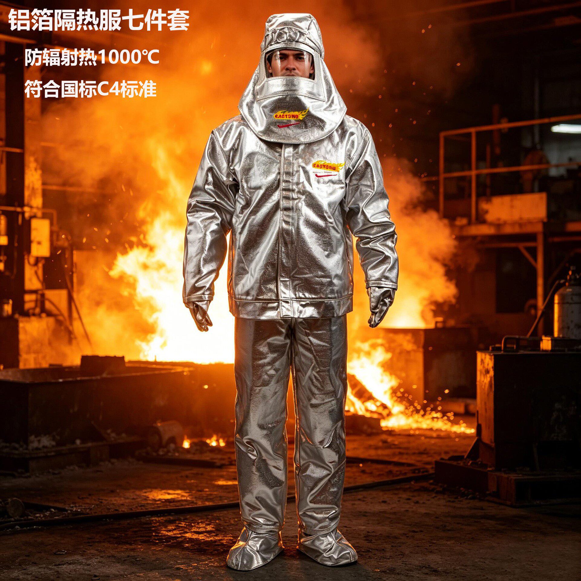 卡司顿铝箔隔热服1000度防火阻燃耐高温防护服防烫服冶炼玻璃钢铁