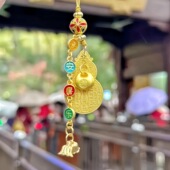 2025年新中式 葫芦钱袋子钥匙扣平安喜乐古法金包随身挂件手机挂坠