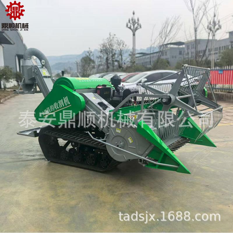 履带自走式小麦收割机丘陵水旱两用家用小型座驾式收割麦子水稻
