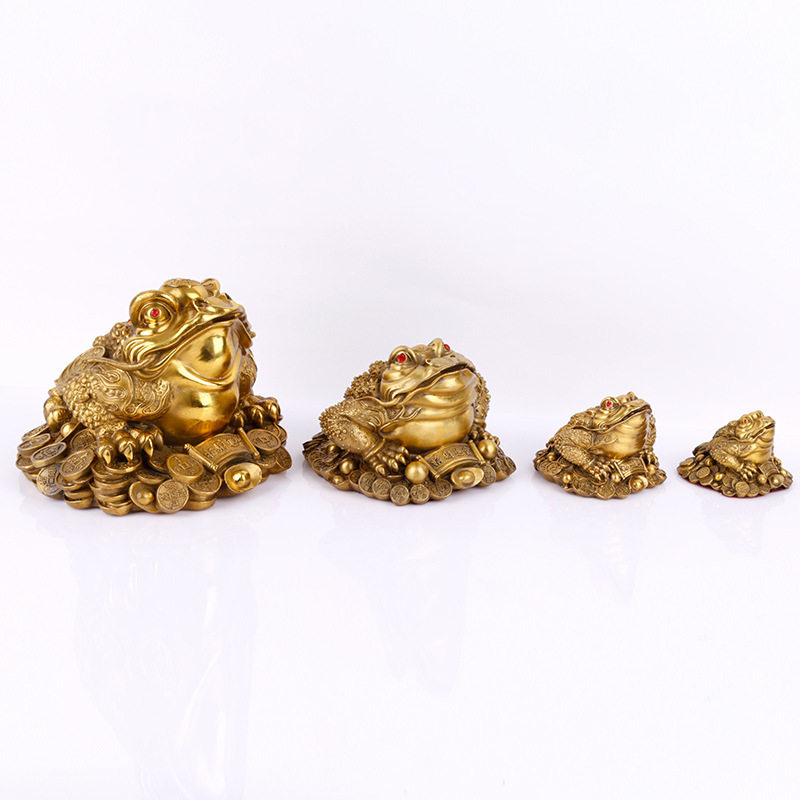 厂家批发铜金蟾摆件三足七星大小号风水金蟾工艺品风水摆件蟾