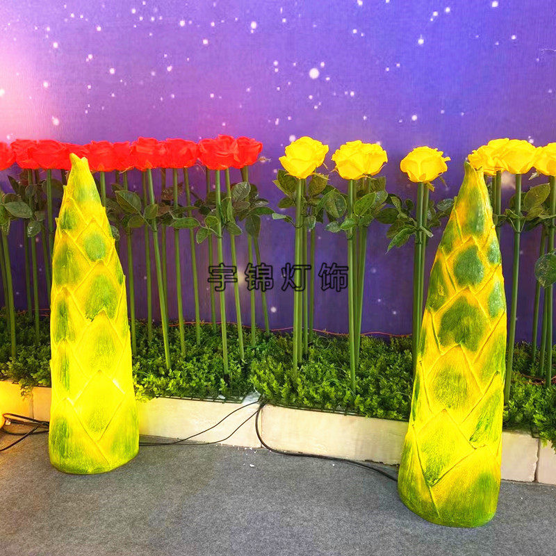 发光竹笋玫瑰花庭院树桩仿真竹子树LED草坪花园景观灯
