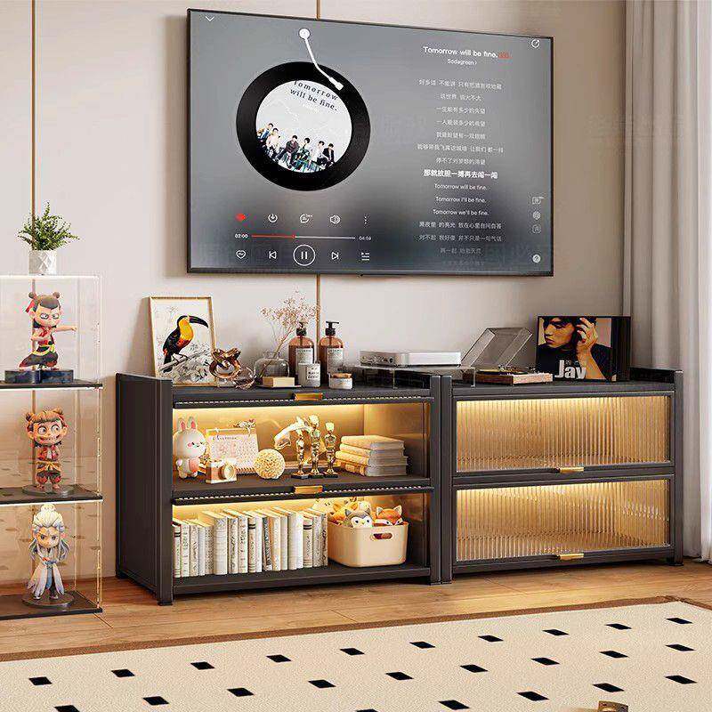 家用钢制收纳柜电视柜靠墙一体大容量卧室阳台储物柜厨房置物架子