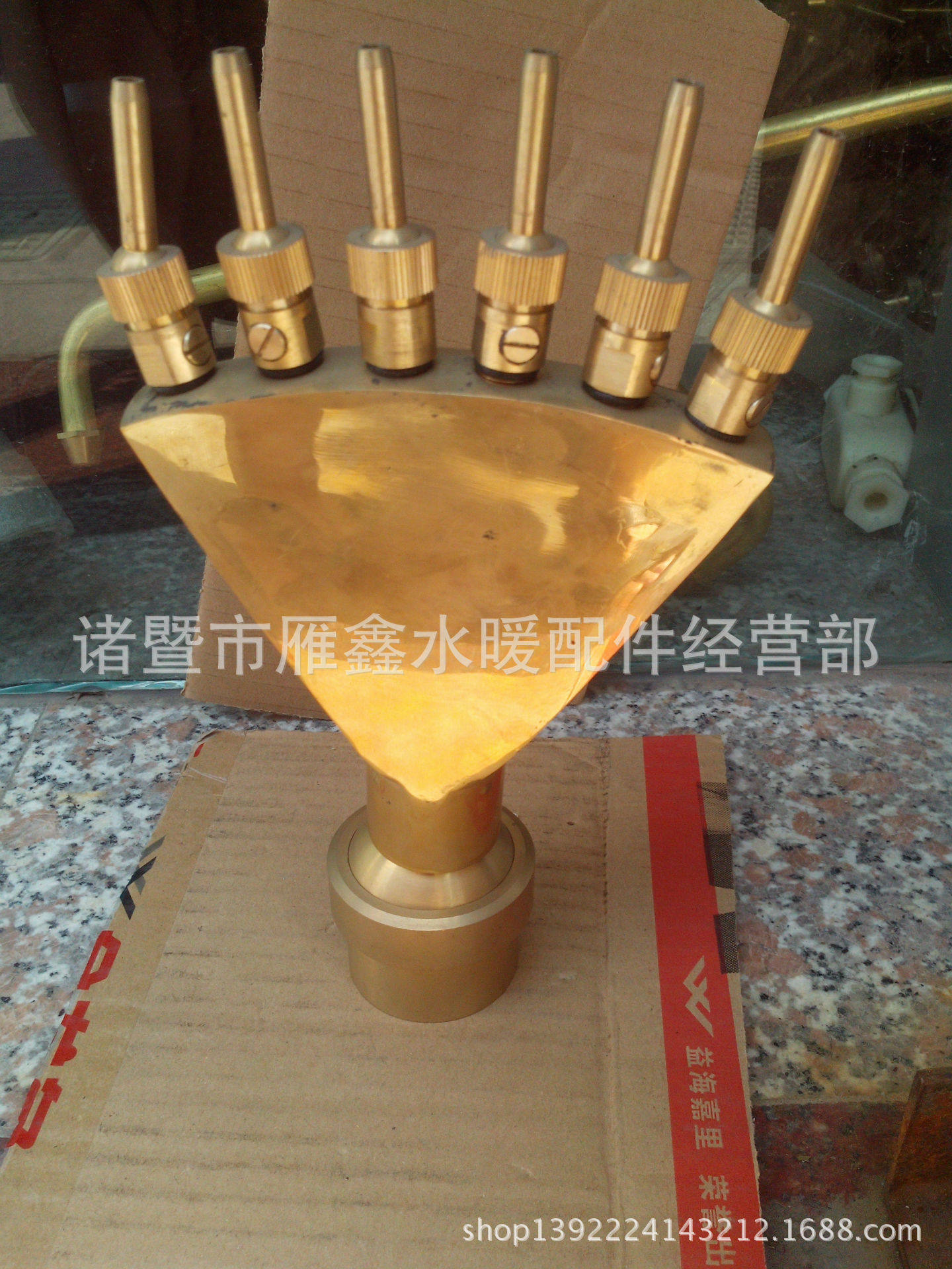 喷泉1寸喷嘴可调水池庭院凤尾喷头 配件水景景观散射铜喷头