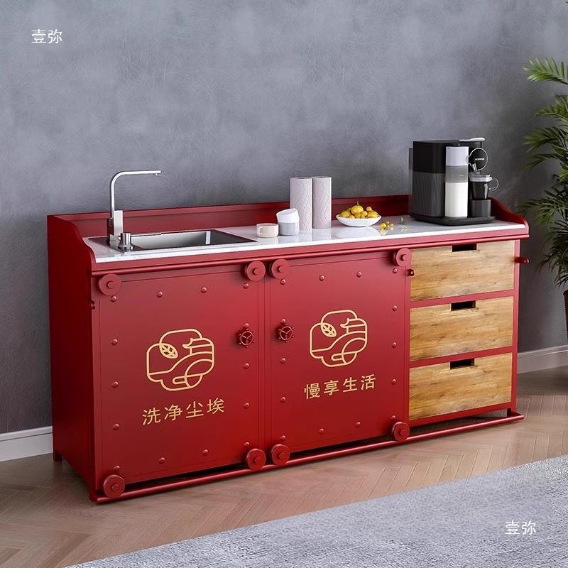 洗手台酒吧复古工业风创意餐厅洗漱台洗手柜收纳柜厨房水槽一体柜