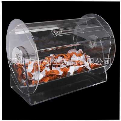 透明抽奖箱收纳盒新款可拆装六边形旋转箱幸运箱Raffle TicketBox