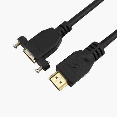 HDMI CABLE 公对母双耳M3 HDMI 高清线 内螺母有螺丝EMI线