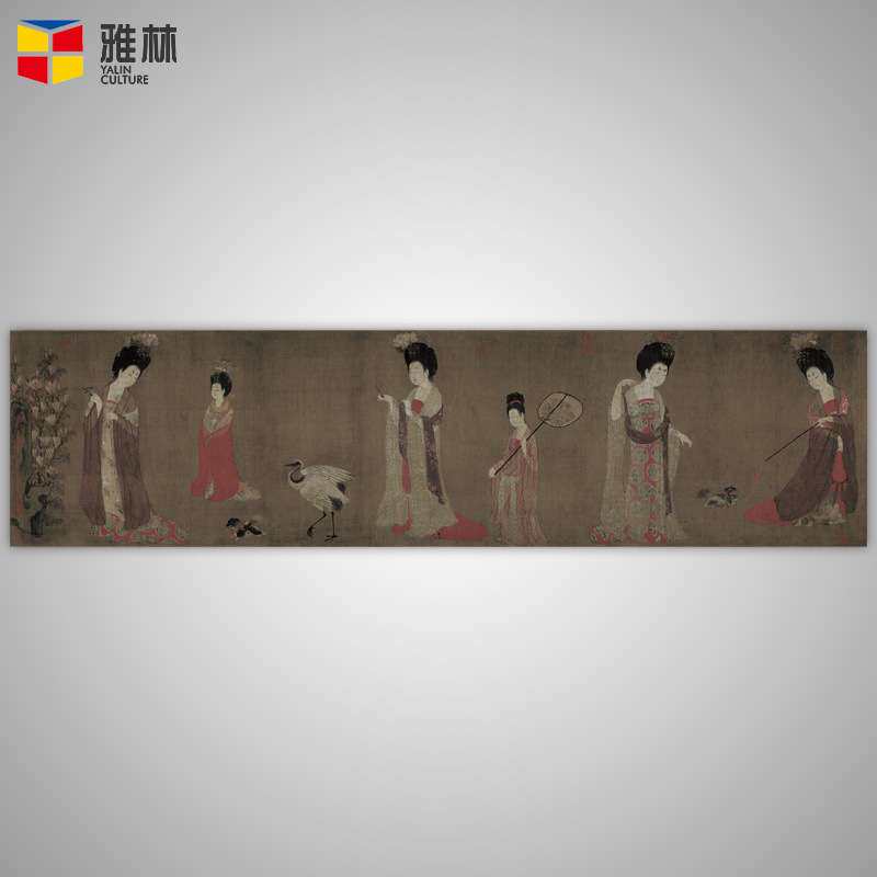 艺术微喷绢本画芯名人字画周昉簪花仕女图客厅装饰画仿古人物字画