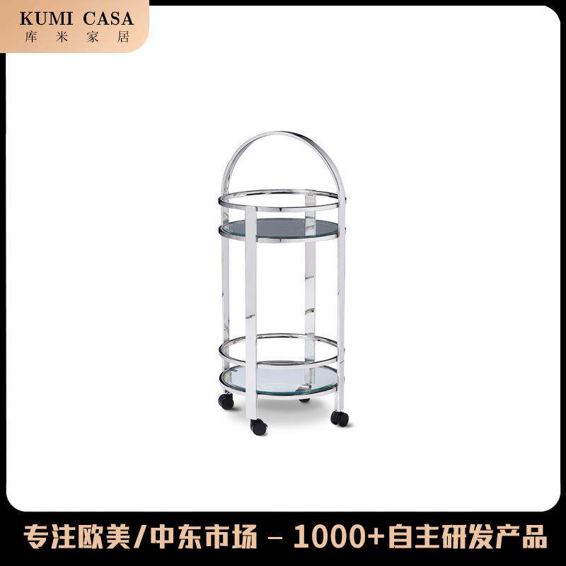 简约不锈钢落地陈列架玻璃服装店置物架轻奢酒柜透明展示柜收纳架