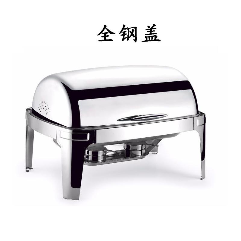 不锈钢自助餐炉全翻盖可视盖长方形布菲炉酒精炉电加热餐炉酒店用