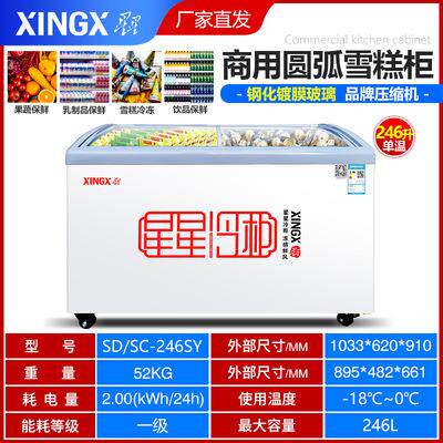 星星冰柜商用冰淇淋展示柜超市雪糕冻品岛柜卧式保鲜冷藏冷冻冷柜