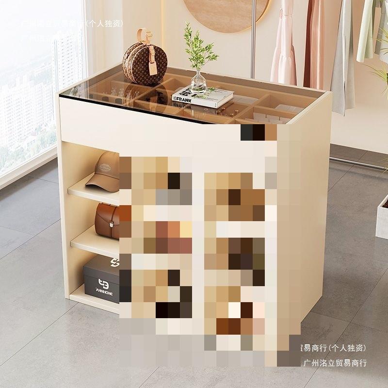 服装店展示台珠宝首饰中岛流水展示柜小型店铺钢化玻璃多层陈列桌