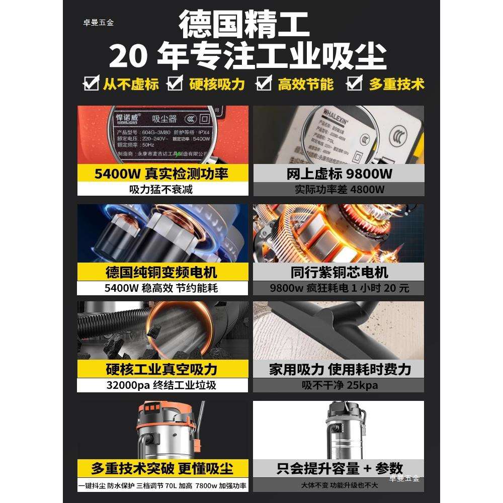 悍诺威工业吸尘器大吸力商用大功率洗车大型工厂车间仓库吸粉尘曼