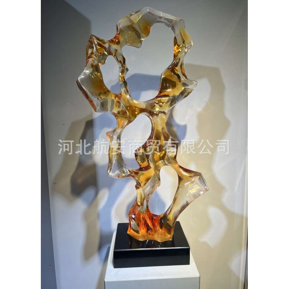 现代简约创意透明树脂雕塑摆件样板房售楼处大厅雕塑工艺品装饰品