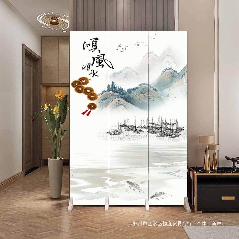 中式家用屏风入户门正对门隔断客厅办公室卧室遮挡玄关可折叠移动