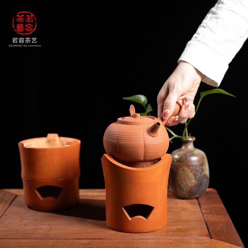 闽西副榜工夫茶炉侧把壶陶壶煮茶套装庭院户外烧炭火改装电煮茶炉