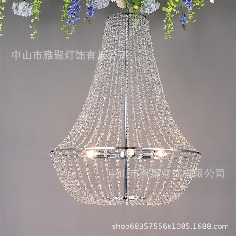 厂家直供新款婚庆水晶珠帘吊灯金色装饰道具铁艺婚礼灯具欧式吊灯