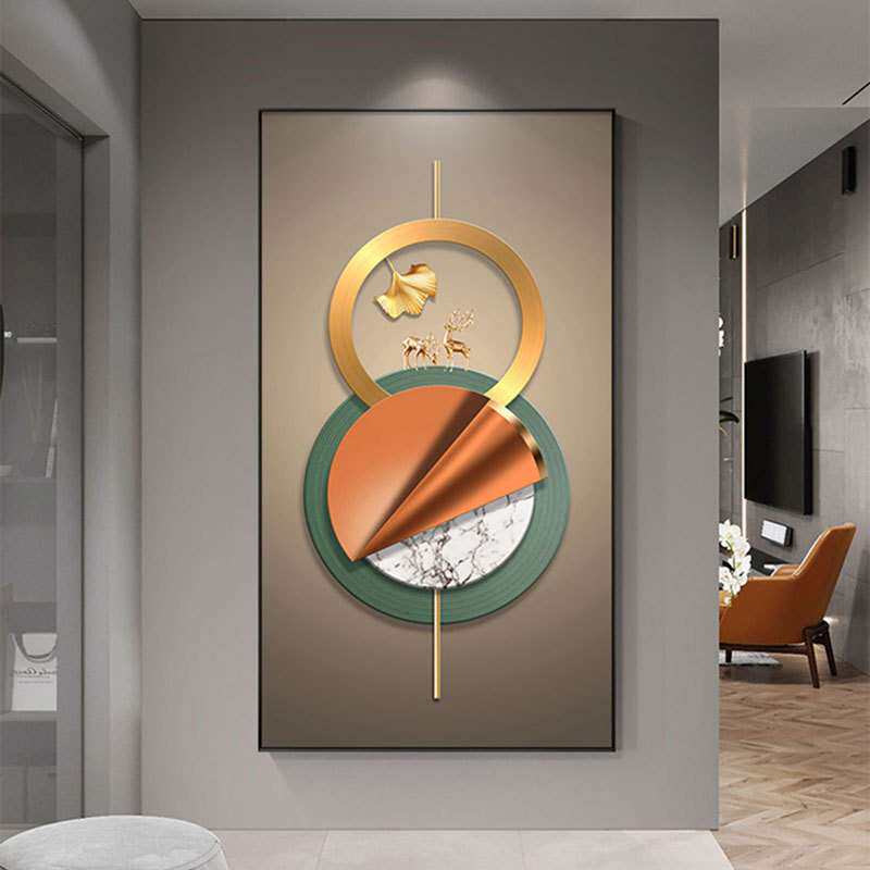 现代简约玄关装饰画竖版大气入户进门走廊壁画高档客厅过道墙挂画