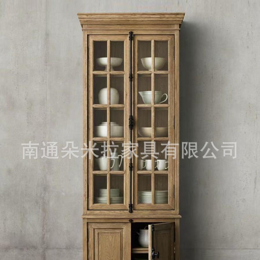 美式现代简约玻璃门储物收纳展示柜多用双门四门餐厅酒柜餐边柜