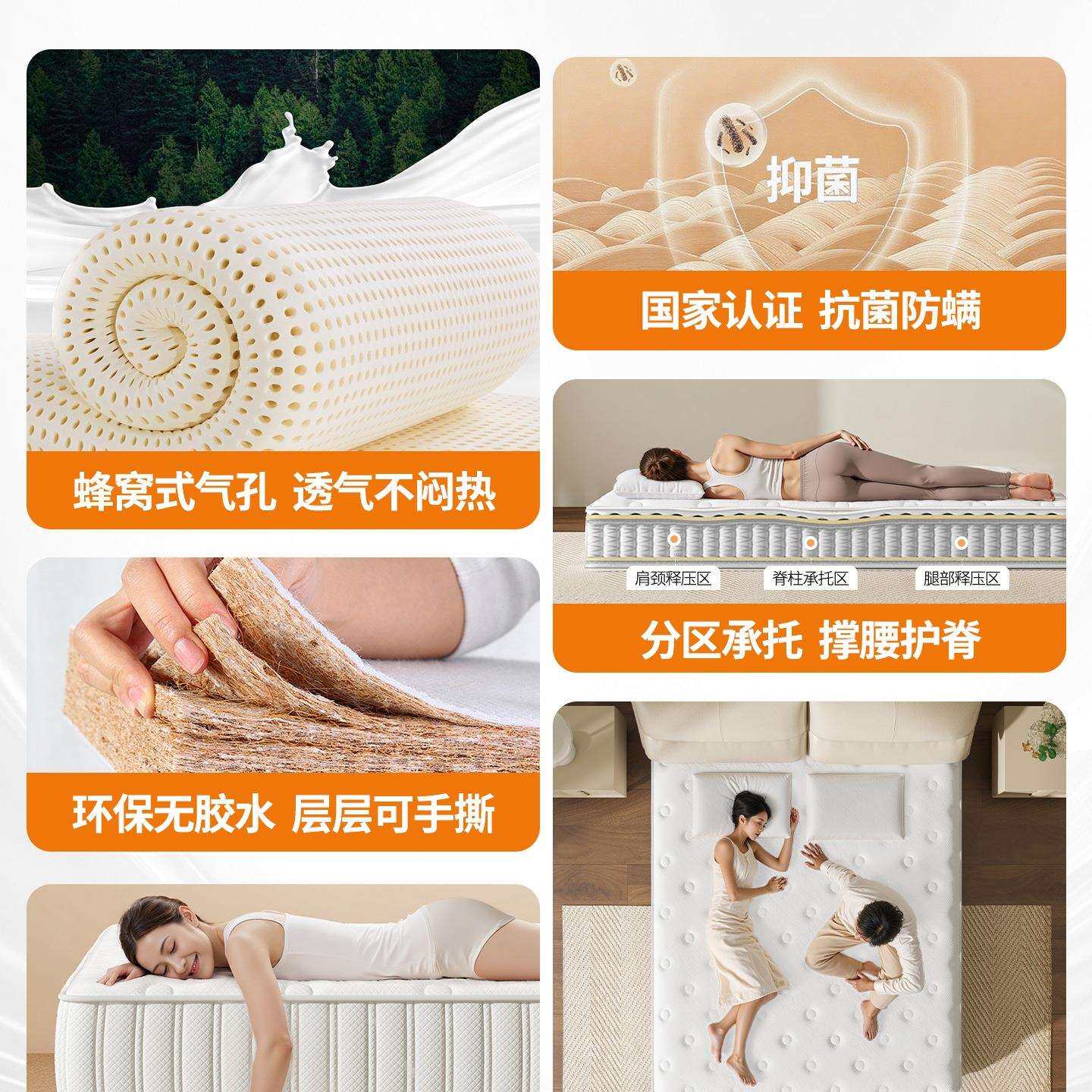 席梦思弹簧床垫180x200家用卧室乳胶软1.5米硬椰棕租房20cm厚