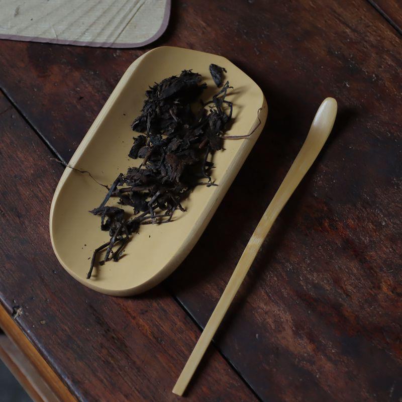 竹茶则套装 全竹制作茶则茶拨两件套装 玉竹雕刻镶嵌款 茶道配件
