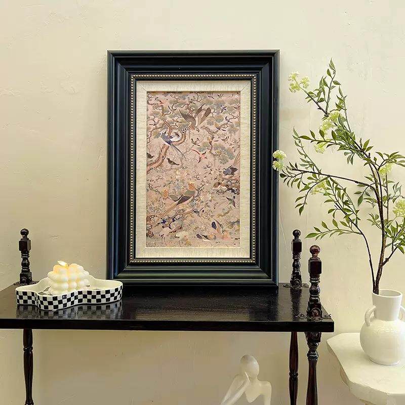 花鸟祥和图玄关法式中古风餐厅装饰画新中式客厅挂画复古艺术国画