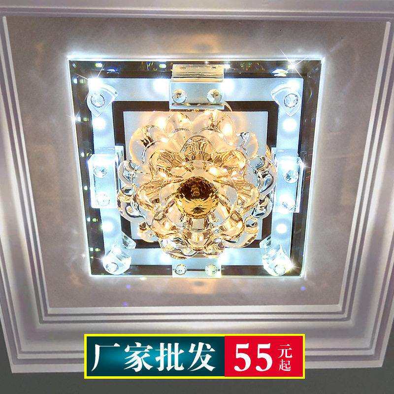 过道灯 走廊灯led射灯现简约水晶灯天花灯嵌入式筒灯方形入户灯