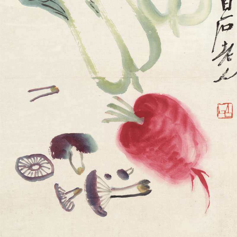 齐白石艺术微喷家居客厅书房装饰画条幅花鸟草虫名人字画 画