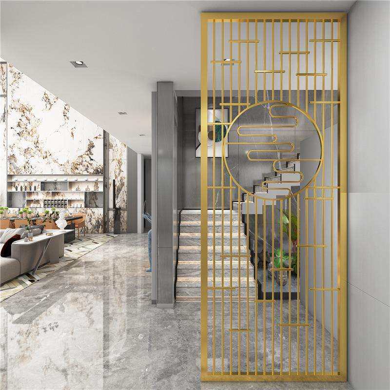 现代简约铁艺屏风装饰镂空隔断餐厅围栏金属北欧客厅玄关轻奢定作