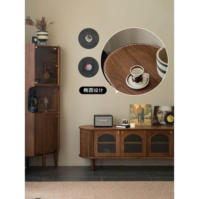 美式复古全实木南洋风电视柜黑胡桃原木视听柜现代客厅北欧简约风