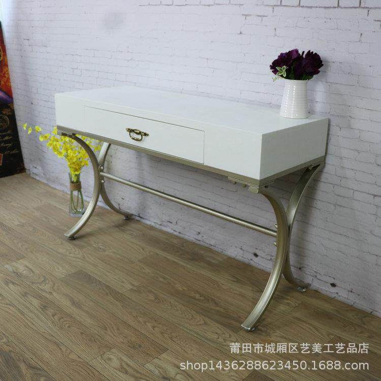 北欧板式小梳妆台卧室 现代简约白色一抽化妆桌迷你经济型化妆台