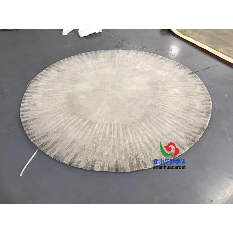 新中式抽象水墨画圆形手工羊毛客厅茶几地毯餐厅书房卧室钢琴大厅